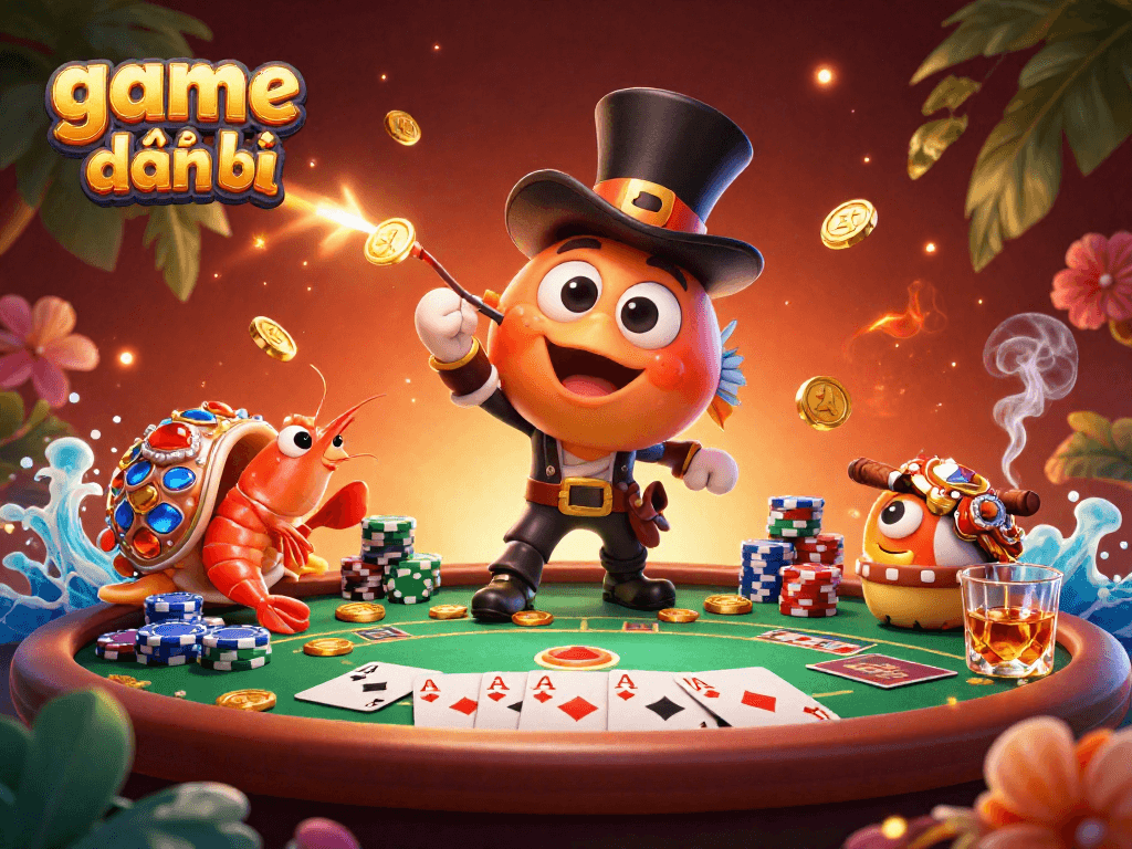 Experience thrilling game đánh bài action with a vibrant 3D illustration featuring unique sea creatures.
