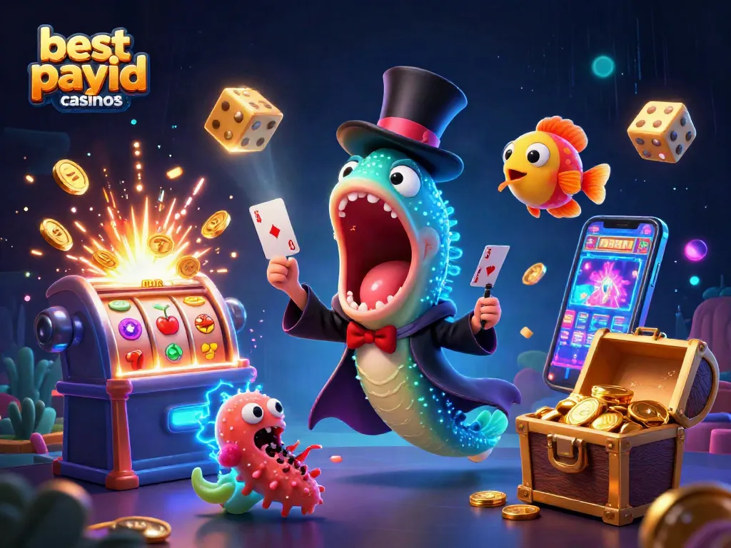 Experience the excitement at the best payid casinos with unique characters and vibrant casino elements.