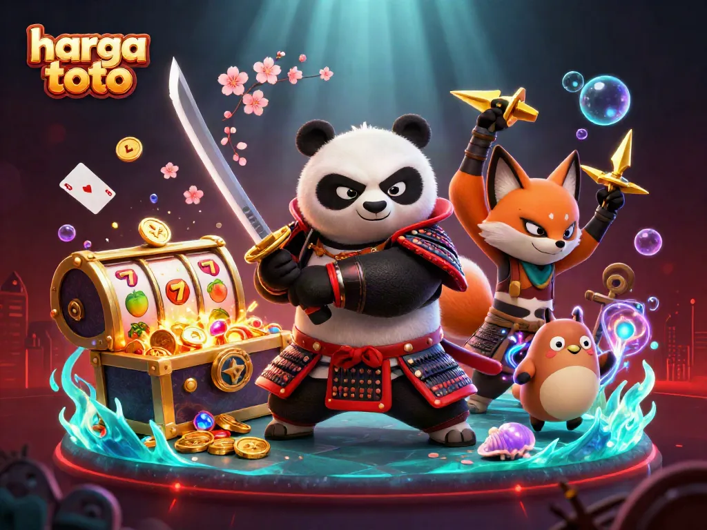 Experience the excitement of harga toto with dynamic gambling elements and captivating characters in a vibrant casino scene.