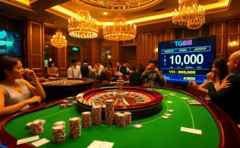 A thrilling casino moment with tg88 online game visuals, colorful chips, and roulette action.