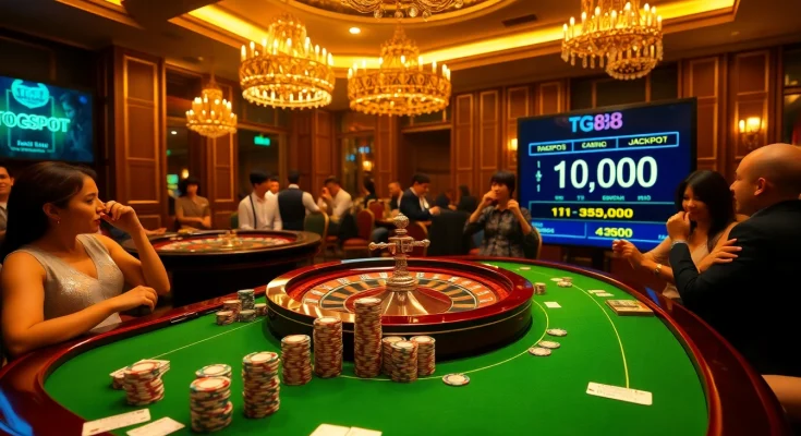 A thrilling casino moment with tg88 online game visuals, colorful chips, and roulette action.