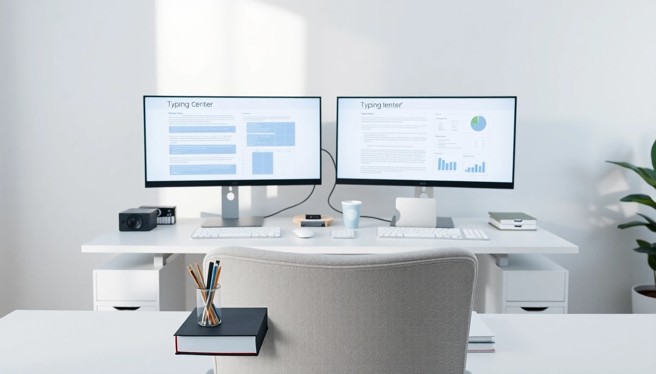Efficient workspace in a typing center showcasing modern equipment for maximum productivity.