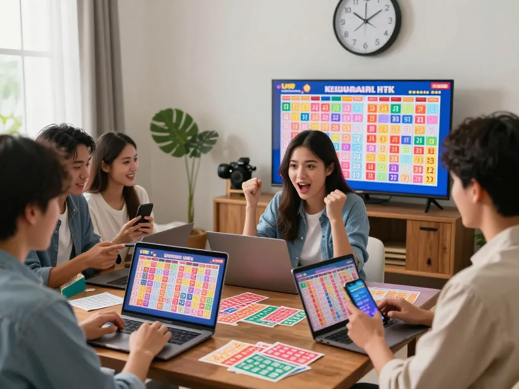 Keluaran HK Lotto undian langsung yang menggembirakan bersama teman-teman merayakan di ruangan yang nyaman.