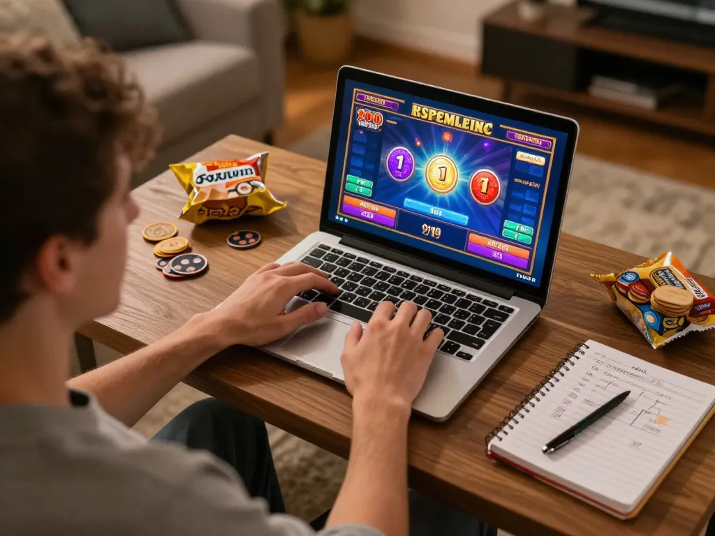 f168 player engaging with online slots for winning strategies in a cozy home setup