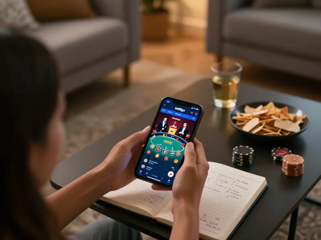 Player exploring live poker gameplay on ee88go app from the comfort of a home setting