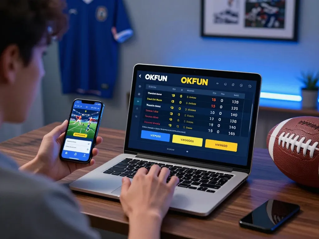 Engaging user experience on OKFUN betting platform showcasing live sports odds.