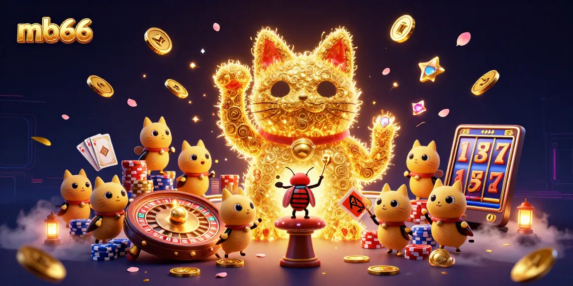 Join mb66 to experience epic casino fun with a giant lucky cat and dazzling symbols!