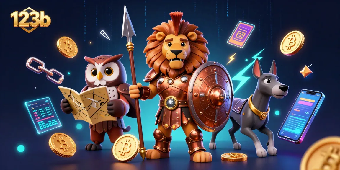 Experience the excitement at 123b with a bold Spartan lion, crypto elements, and dynamic energy.