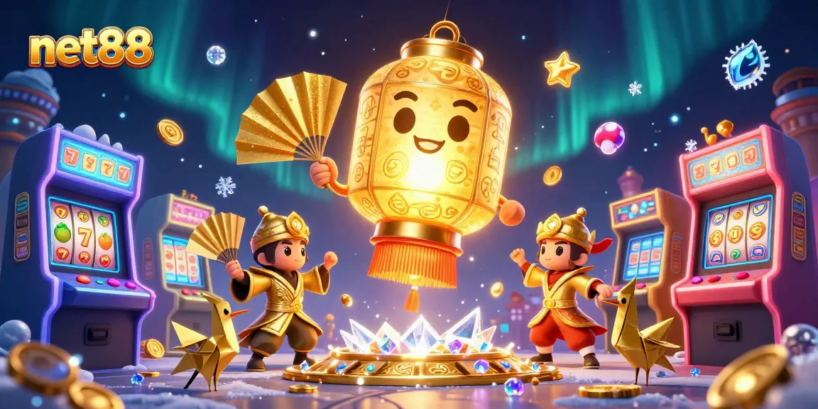 Experience high-energy gaming with net88, featuring festive characters and rich casino elements.