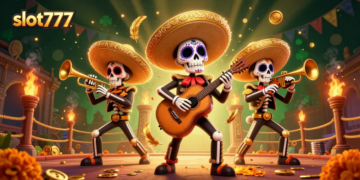 Spin and win at slot777 with a vibrant Day of the Dead-themed casino scene.