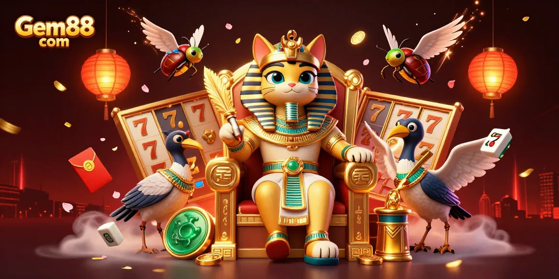 Experience thrilling gameplay at Gem88 com with a vibrant 3D casino scene featuring exotic elements and jackpots.
