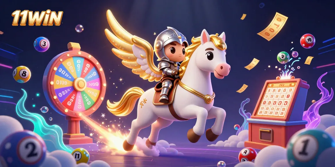 Play exciting casino games with 11WIN's stellar ambiance featuring magical horse and vibrant gaming elements.