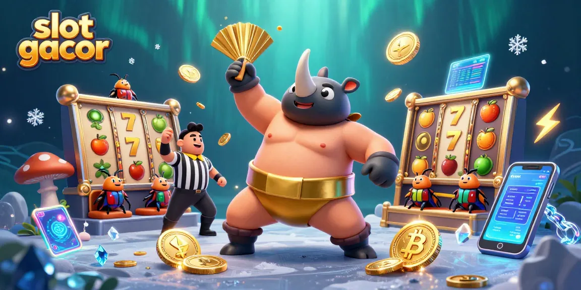 Experience thrilling slot gacor gameplay with dynamic characters and colorful symbols in this vibrant illustration.