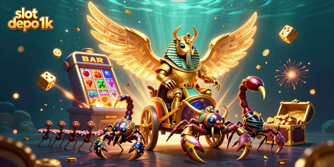 Experience thrilling wins with slot depo 1k in this vibrant 3D casino illustration.