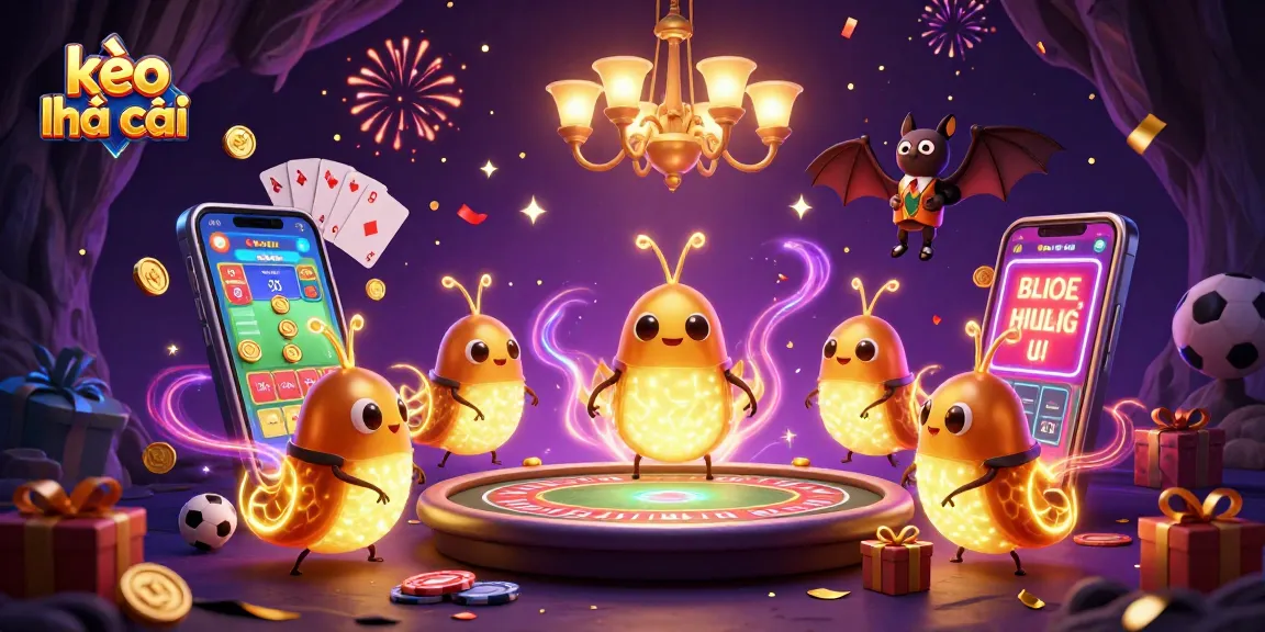 Engage in kèo nhà cái with an animated cave casino scene featuring sports betting elements and vibrant characters.